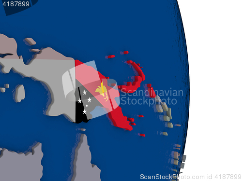 Image of Papua New Guinea with its flag