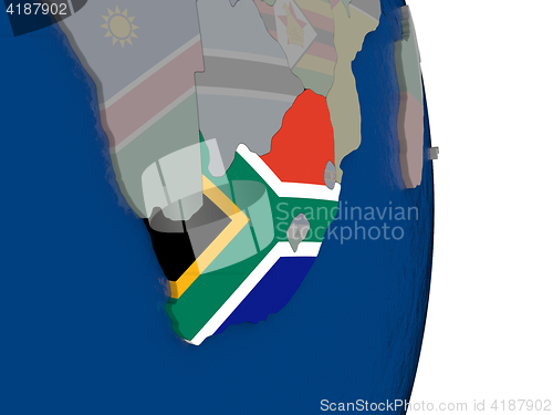 Image of South Africa with its flag