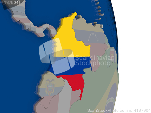 Image of Colombia with its flag