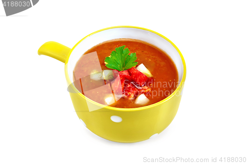 Image of Soup tomato in yellow bowl