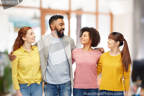 Image of international group of happy smiling people