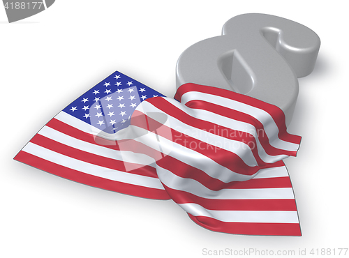 Image of usa flag and paragraph symbol - 3d illustration