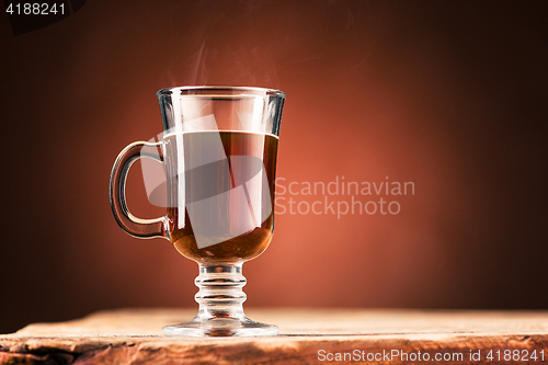 Image of The black coffee in a glass