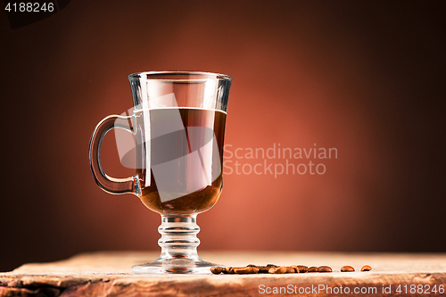 Image of The black coffee in a glass