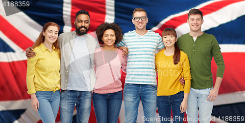 Image of international group of happy smiling people