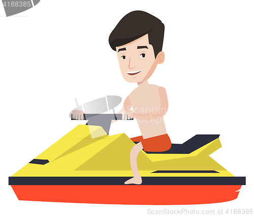 Image of Caucasian man training on jet ski.