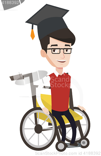 Image of Graduate sitting in wheelchair vector illustration