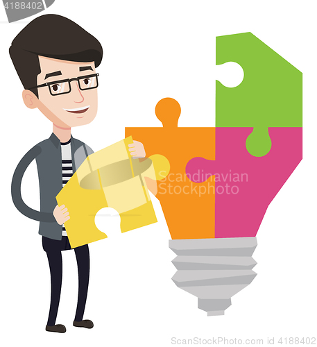 Image of Student with lightbulb vector illustration.