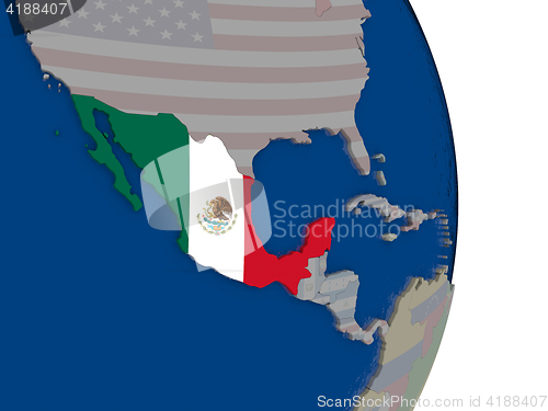 Image of Mexico with its flag