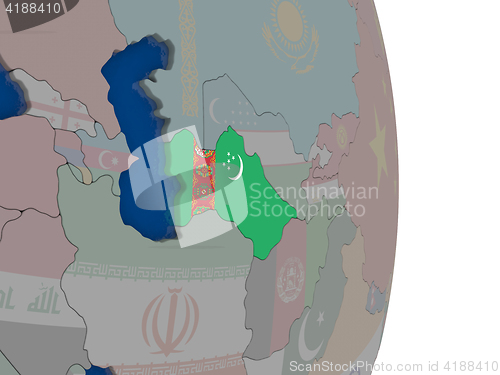 Image of Turkmenistan with its flag