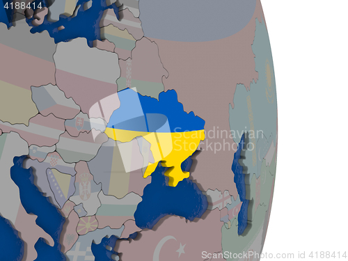 Image of Ukraine with its flag