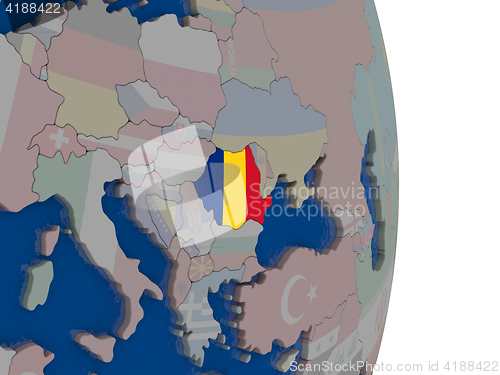 Image of Romania with its flag