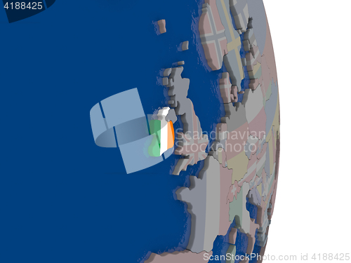 Image of Ireland with its flag