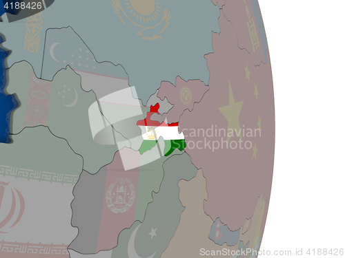 Image of Tajikistan with its flag