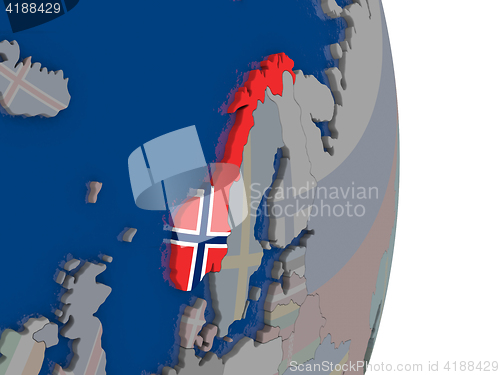 Image of Norway with its flag