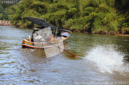 Image of taxi boat for travelers on Khwae river