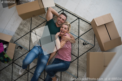 Image of Top view of attractive young couple