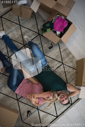 Image of Top view of attractive young couple