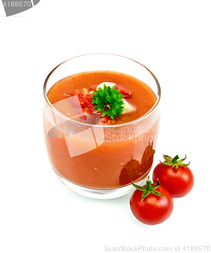 Image of Soup tomato with parsley in glassful