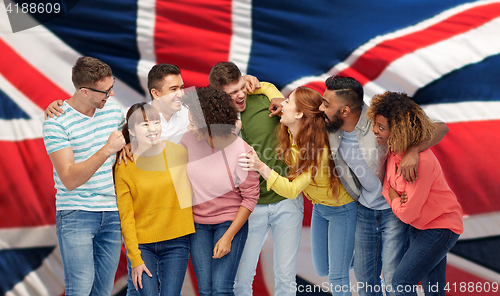 Image of international group of happy laughing people