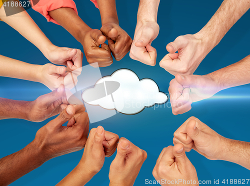 Image of hands showing thumbs up over cloud icon