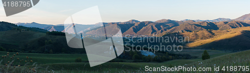 Image of Village landscape panorama in the evening