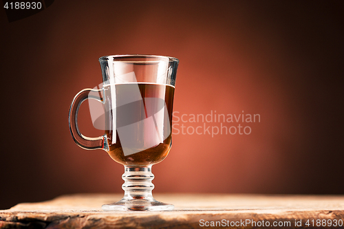 Image of The black coffee in a glass