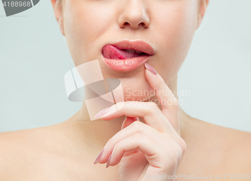 Image of The close up shot of woman lips