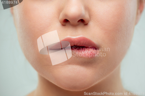 Image of The close up shot of woman lips