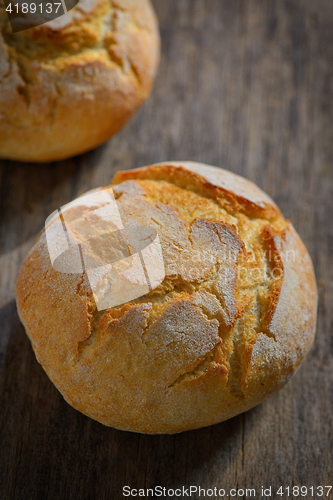 Image of traditional homemade round bread 