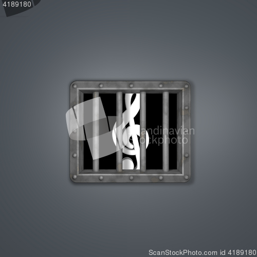 Image of clef behind prison window - 3d illustration