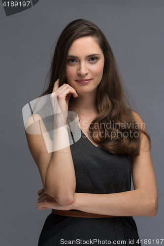Image of portrait  of beautiful young brunette woman
