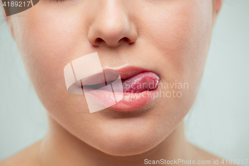 Image of The close up shot of woman lips