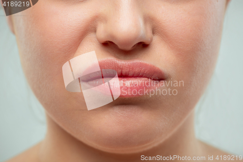 Image of The close up shot of woman lips