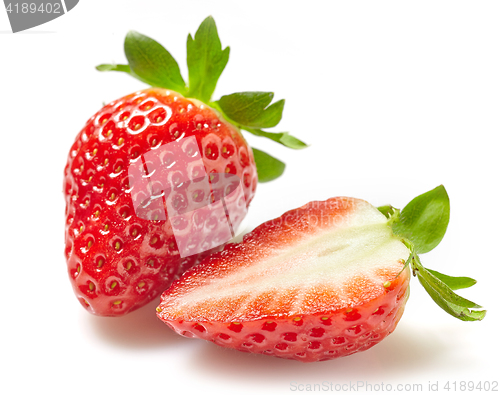 Image of fresh strawberries on white background