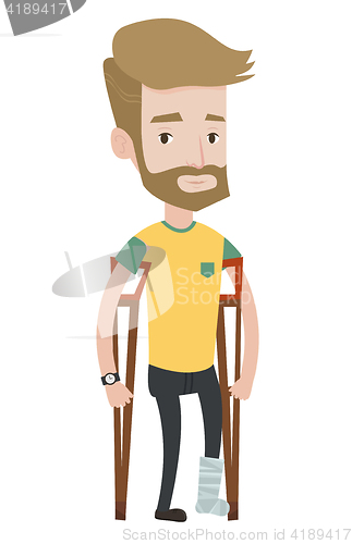 Image of Man with broken leg and crutches.