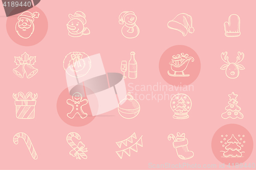 Image of Vector sketch icon set for christmas greeting card