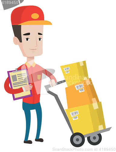 Image of Delivery man with cardboard boxes.