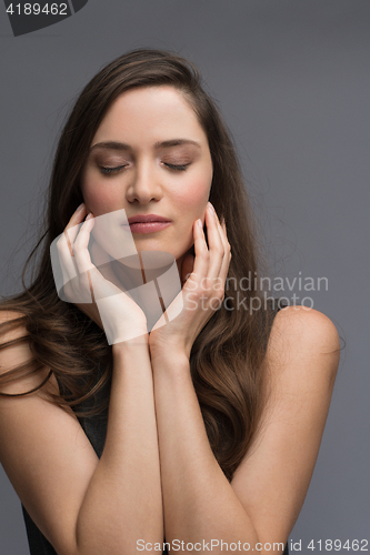 Image of portrait  of beautiful young brunette woman