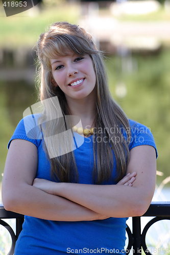 Image of Lovely Teenage Girl in Blue