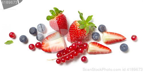 Image of various berries on white background