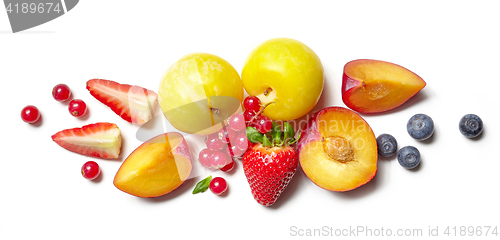 Image of composition of various fruits and berries