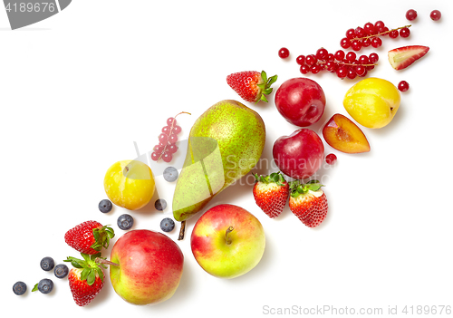 Image of diagonal composition of various fruits