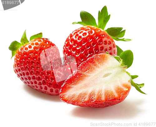 Image of fresh strawberries on white background