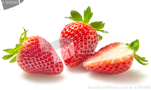 Image of fresh strawberries on white background