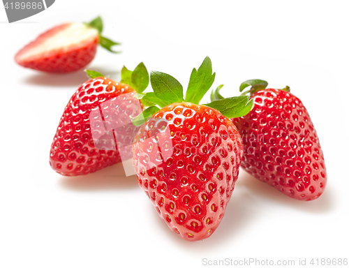 Image of fresh strawberries on white background