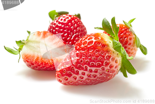 Image of fresh strawberries on white background