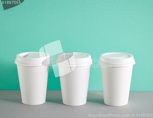 Image of white paper coffee cups