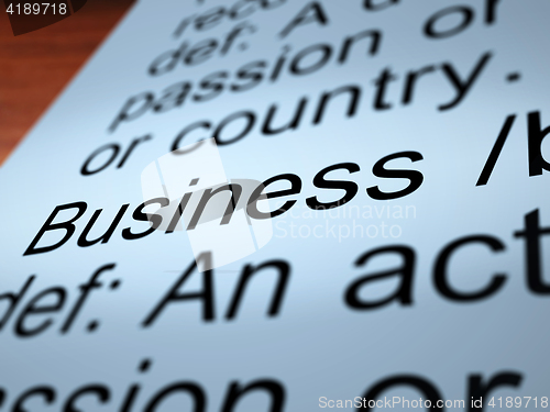 Image of Business Definition Closeup Showing Commerce