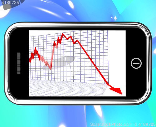 Image of Arrow Falling On Smartphone Shows Risky Investments